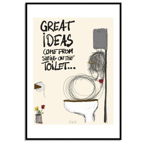 Sitting on the toilet